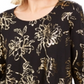 JM Collection Women's Foil Print Scoop Neck Top Black Size Medium