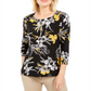 JM Collection Women's Printed Jacquard Top Black Size Large