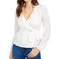 Q & A Women's Wrap Ruffed Blouse White Size Large