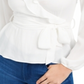 Q & A Women's Wrap Ruffed Blouse White Size Large