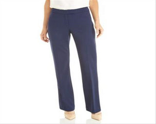 Anne Klein Women's Flare Leg Stretch Twill Pants Blue Size 16
