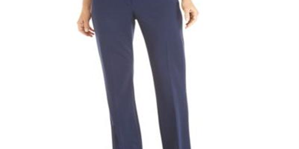 Anne Klein Women's Flare Leg Stretch Twill Pants Blue Size 16