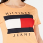 Tommy Hilfiger Women's Cotton Embroidered Logo T-Shirt Orange Size Large
