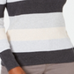 Karen Scott Women's Striped Mock Neck Cotton Sweater Gray Combo  Size Petite Medium