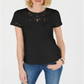 Charter Club Women's Cutout Cotton T-Shirt Black Size Medium
