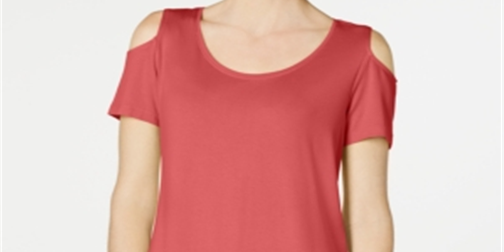 JM Collection Women's Cold Shoulder Swing T-Shirt Red Size X-Large