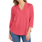 Charter Club Women's 3/4-Sleeve Top Coral Size XX-Large