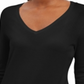JM Collection Women's Embellished Sleeve V Neck Sweater Gift Black Size Small