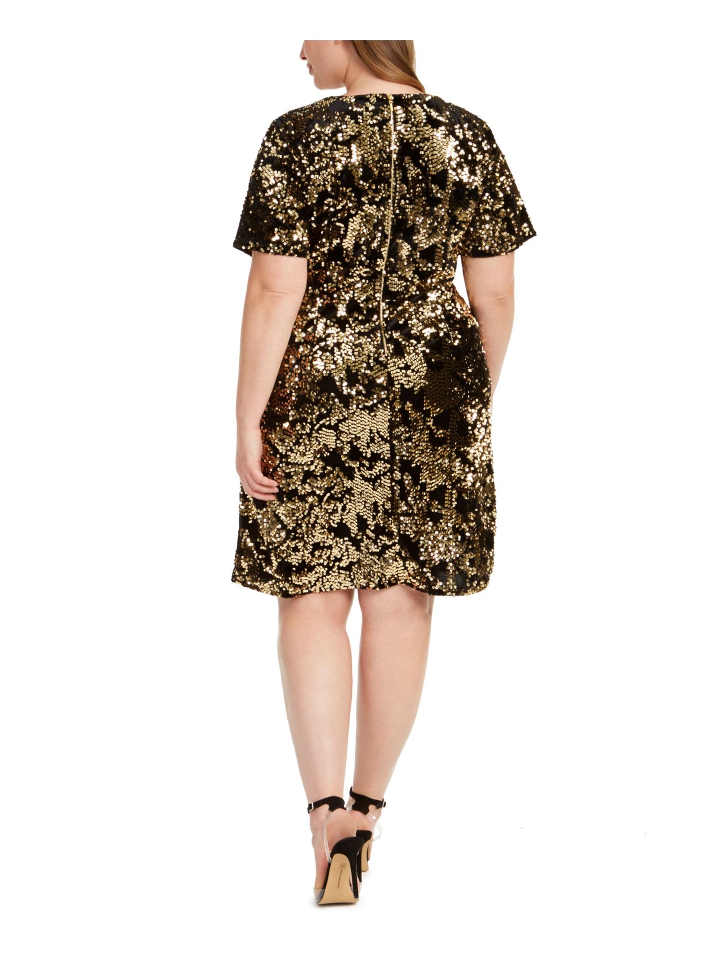 INC International Concepts Women's Plus Two Tone Sequin Dress Yellow Size 2X