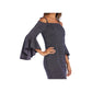 R & M Richards Women's Bell Sleeve Square Neck Above the Knee Sheath Cocktail Dress Blue Size 12 Petite