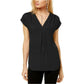 INC International Concepts Women's Cap Sleeve V Neck Top Black Size Large