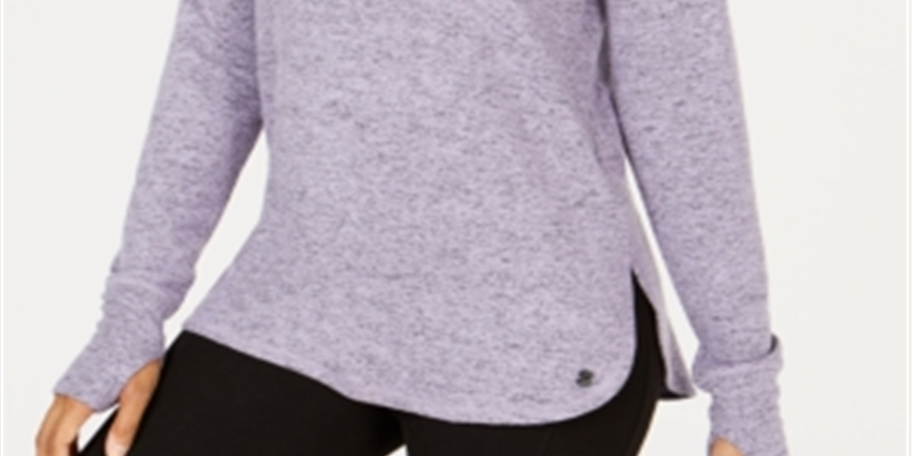 Ideology Women's Heathered Long Sleeve Top Purple Size Small