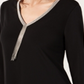 JM Collection Women's Beaded V Neck Tunic Black Size X-Small