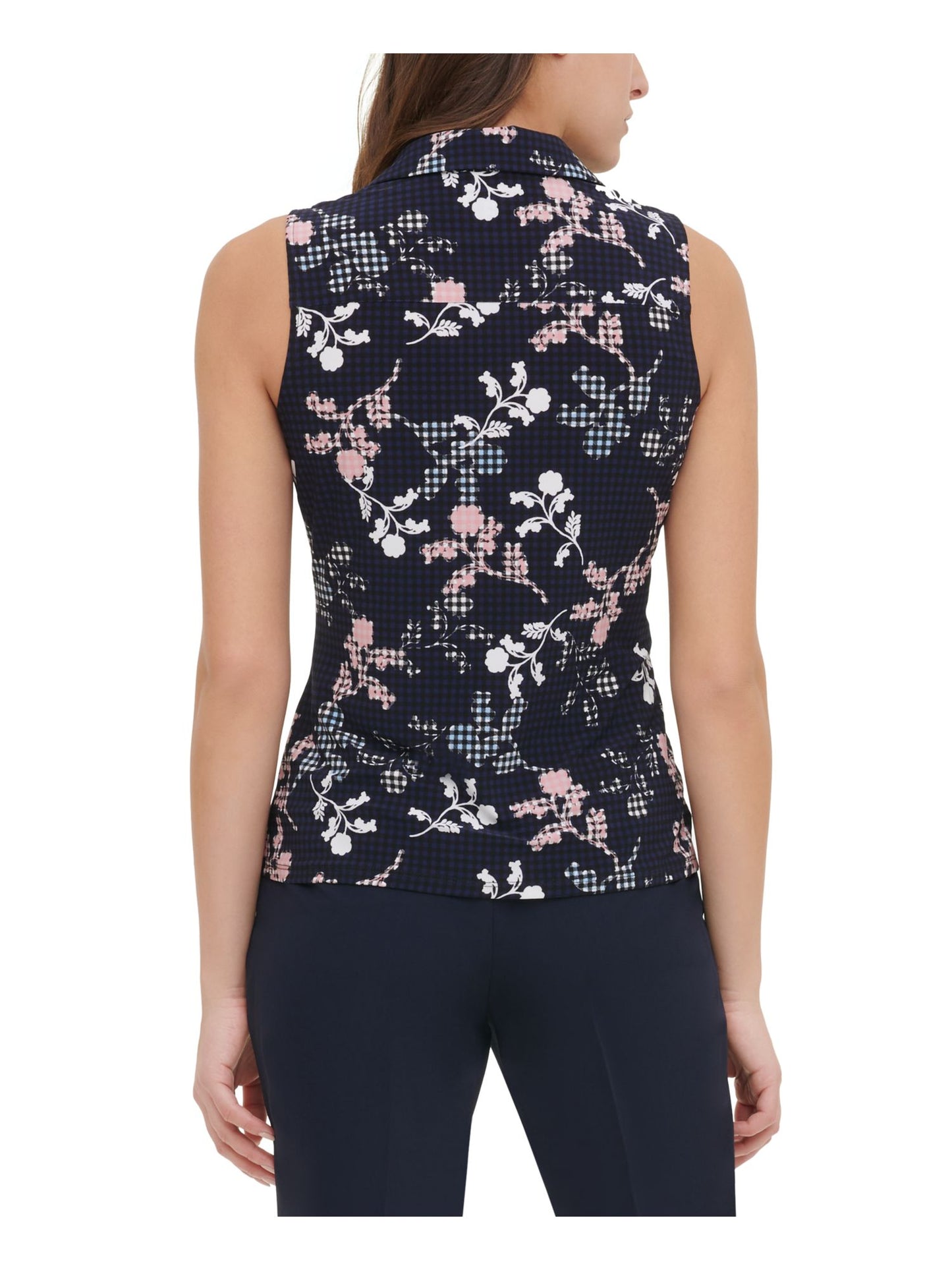 Tommy Hilfiger Women's Button up Floral Print Sleeveless Top Black Size Small