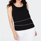 Alfani Women's Piped Trim Top Black Size Small
