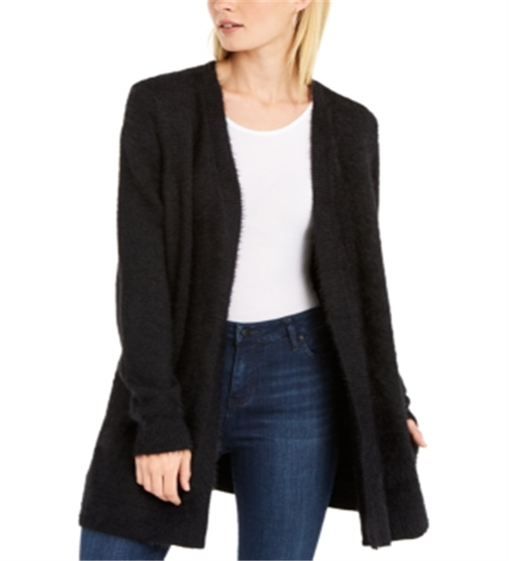 INC International Concepts Women's Eyelash Cardigan Black Size Large