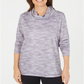 Karen Scott Women's Funnel Neck Space Dyed Top Gray Size Petite Small