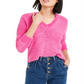 Bar III Women's Chenille V Neck Sweater Pink Size XS