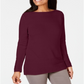 Karen Scott Women's Cotton Boat Neck Sweater Red Size XX-Large