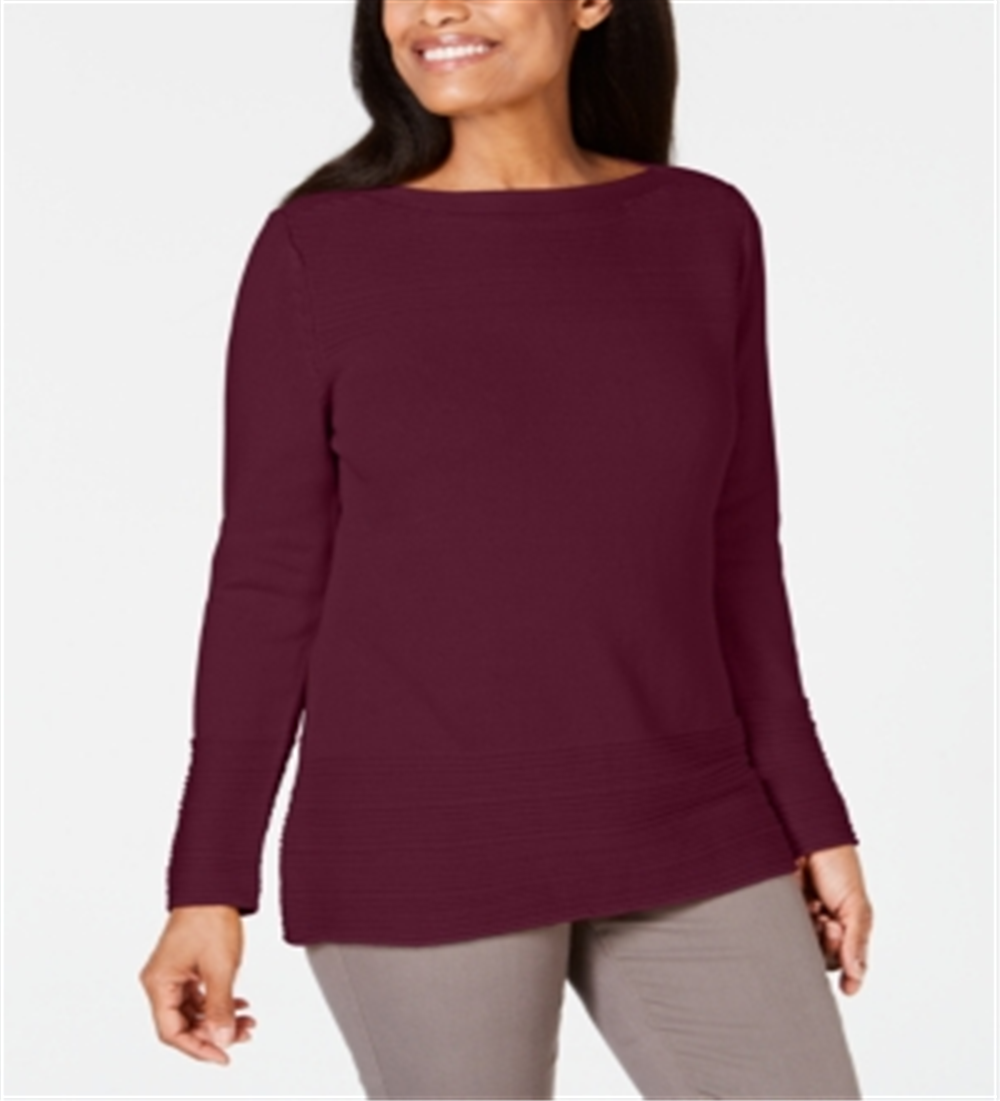 Karen Scott Women's Cotton Boat Neck Sweater Red Size XX-Large