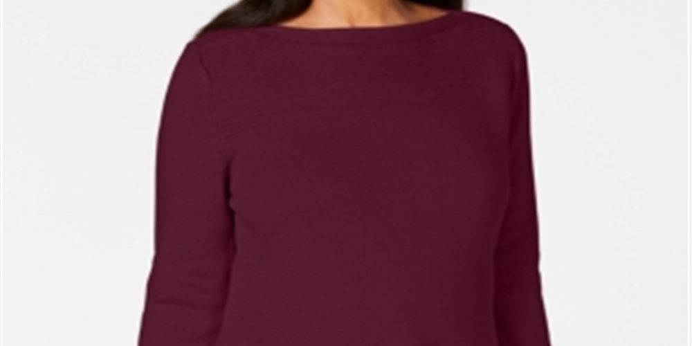 Karen Scott Women's Cotton Boat Neck Sweater Red Size XX-Large