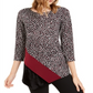 Alfani Women's Printed & Velvet Asymmetrical Top Black Size XX-Large