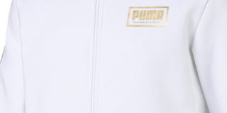 Puma Men's Logo Graphic Long Sleeve Full Zip Sweater White Size XX-Large