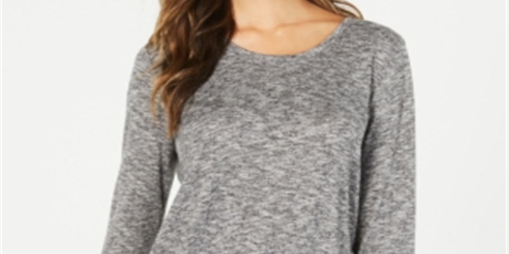 Style & Co Women's Long Sleeve Scoop Neck Top Gray Size XX-Large