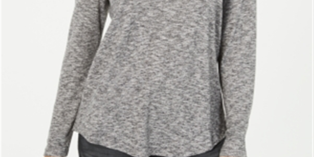 Style & Co Women's Long Sleeve Scoop Neck Top Gray Size XX-Large