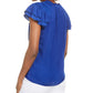 Current Air Women's Ruffled Short Sleeve V Neck Hi Lo Top Blue Size Medium