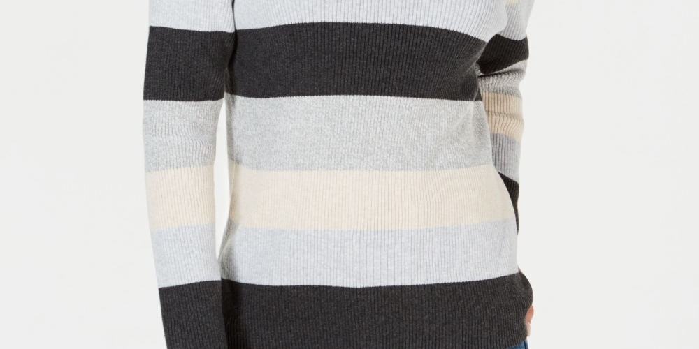 Karen Scott Women's Striped Ribbed Knit Cotton Sweater Multi Size Petite Small