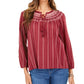 Style & Co Women's Striped Textured Top Beige- Size Petite Small