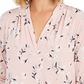 Charter Club Women's Floral 3/4 Sleeve V Neck Blouse Top Pink Size Petite Small