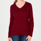 Karen Scott Women's Cotton V Neck Sweater Red Size Small