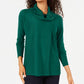 JM Collection Women's Faux-Wrap Cowl-Neck Sweater Med Green Size Small