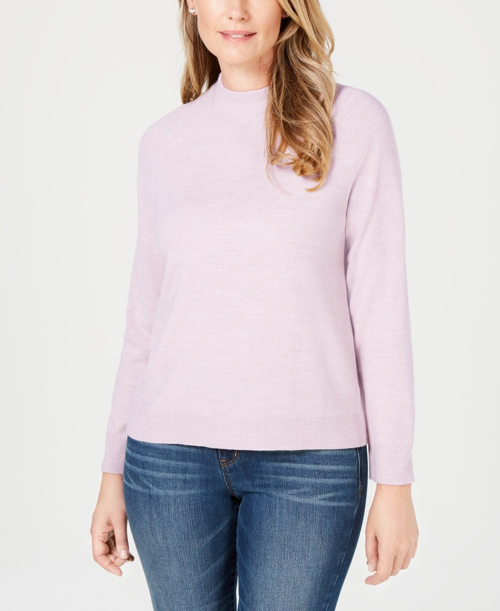 Karen Scott Women's Petite Mock-Neck Sweater  Pink Size PS