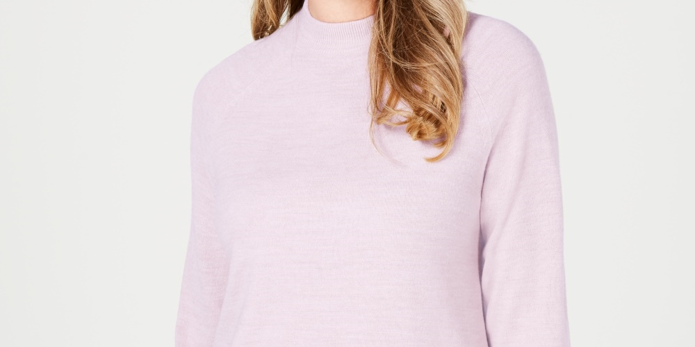 Karen Scott Women's Petite Mock-Neck Sweater  Pink Size PS