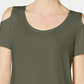 JM Collection Women's Cold Shoulder Swing T Shirt  Green Size Small