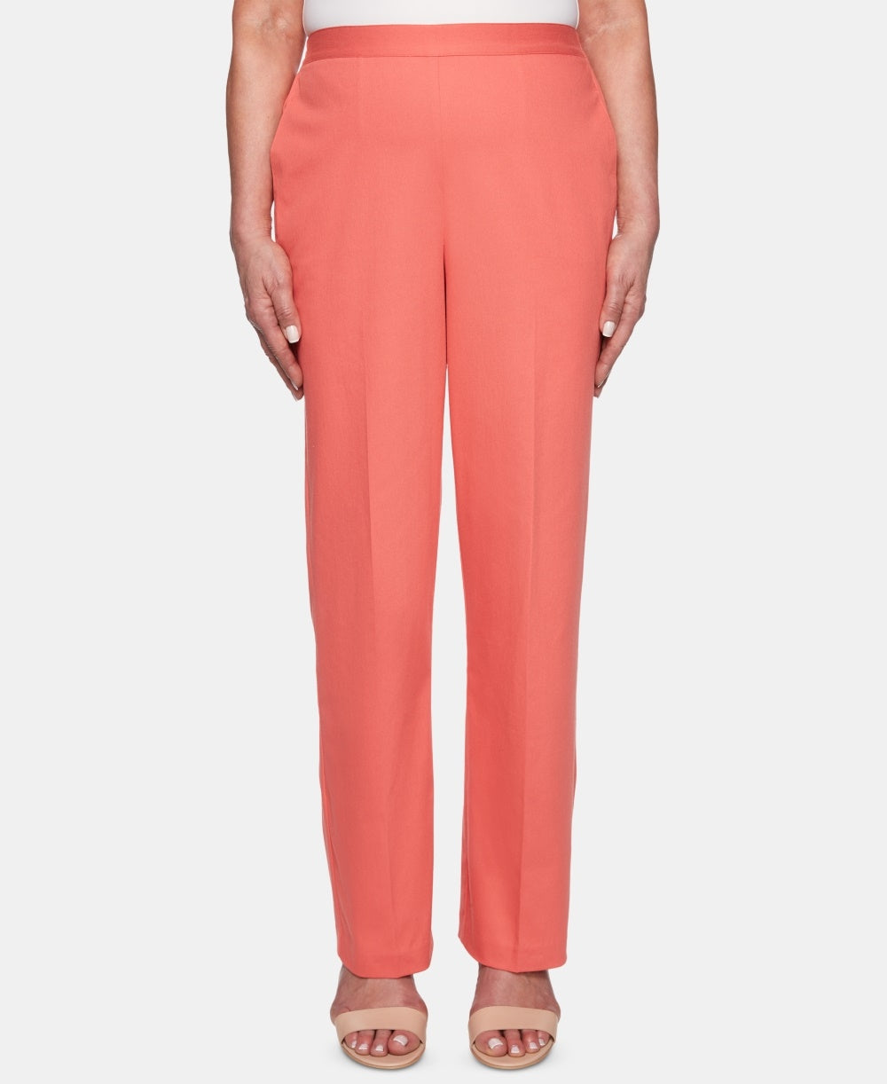 Alfred Dunner Women's Petite Coastal Drive Pull-On Pants Orange Size 14P