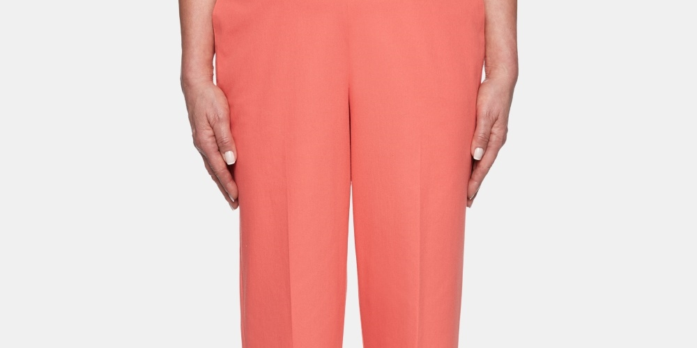 Alfred Dunner Women's Petite Coastal Drive Pull-On Pants Orange Size 14P