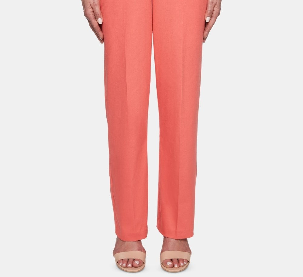 Alfred Dunner Women's Petite Coastal Drive Pull-On Pants Orange Size 14P
