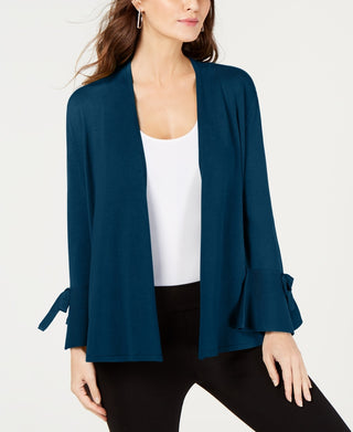 Alfani Women's Tie Sleeve Cardigan Blue Size Petite Small