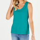 Karen Scott Women's Lattice Neck Tank Top Blue Size X-Large