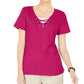 Karen Scott Women's Lace Up Layered Look Top Pink Size Medium