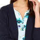 Karen Scott Women's Pointelle Open Front Cardigan  Blue Size Small