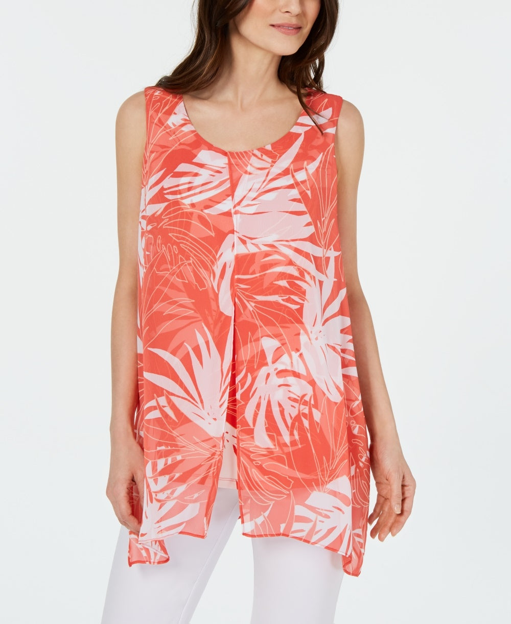 Alfani Women's Petite Layered Tunic Tank Orange Size Small