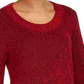 Style & Co Women's Textured  Knitted Printed Long Sleeve Scoop Neck T-Shirt Sweater Red Size Petite Small