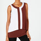 Alfani Women's Colorblocked Sleeveless Top Brown Size Petite X-Large