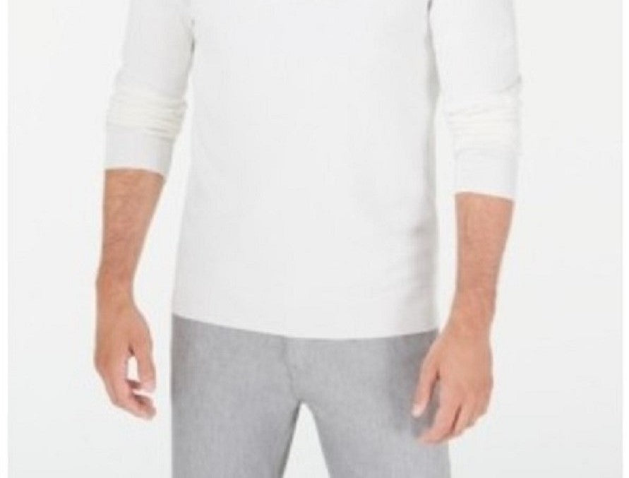 Alfani Men's Quarter Zip Ribbed Placket Sweater White Size X-Large