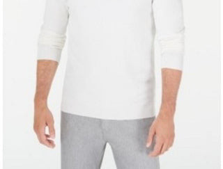 Alfani Men's Quarter Zip Ribbed Placket Sweater White Size X-Large